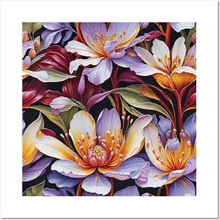 Purple floral pattern Posters and Art